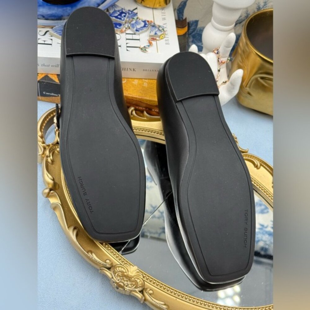 🆕 TORY BURCH 🧿 NWOB Selby Black Leather Square Toe Mary Jane Ballet Flats Sz 7 - Picture 13 of 14